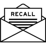 Envelope and letter sign with word recall as the headline